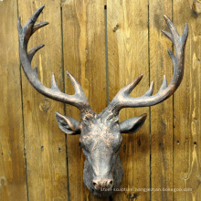 Home decoration bronze cast animal head metal deer head sculpture